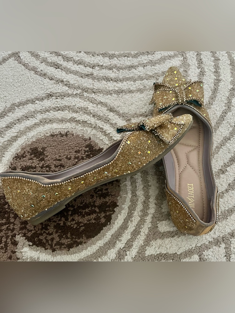 Embellished Bow Ballet Flats - Gold edition - Picture 6 of 7